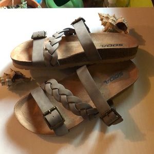 Tan braided sandals